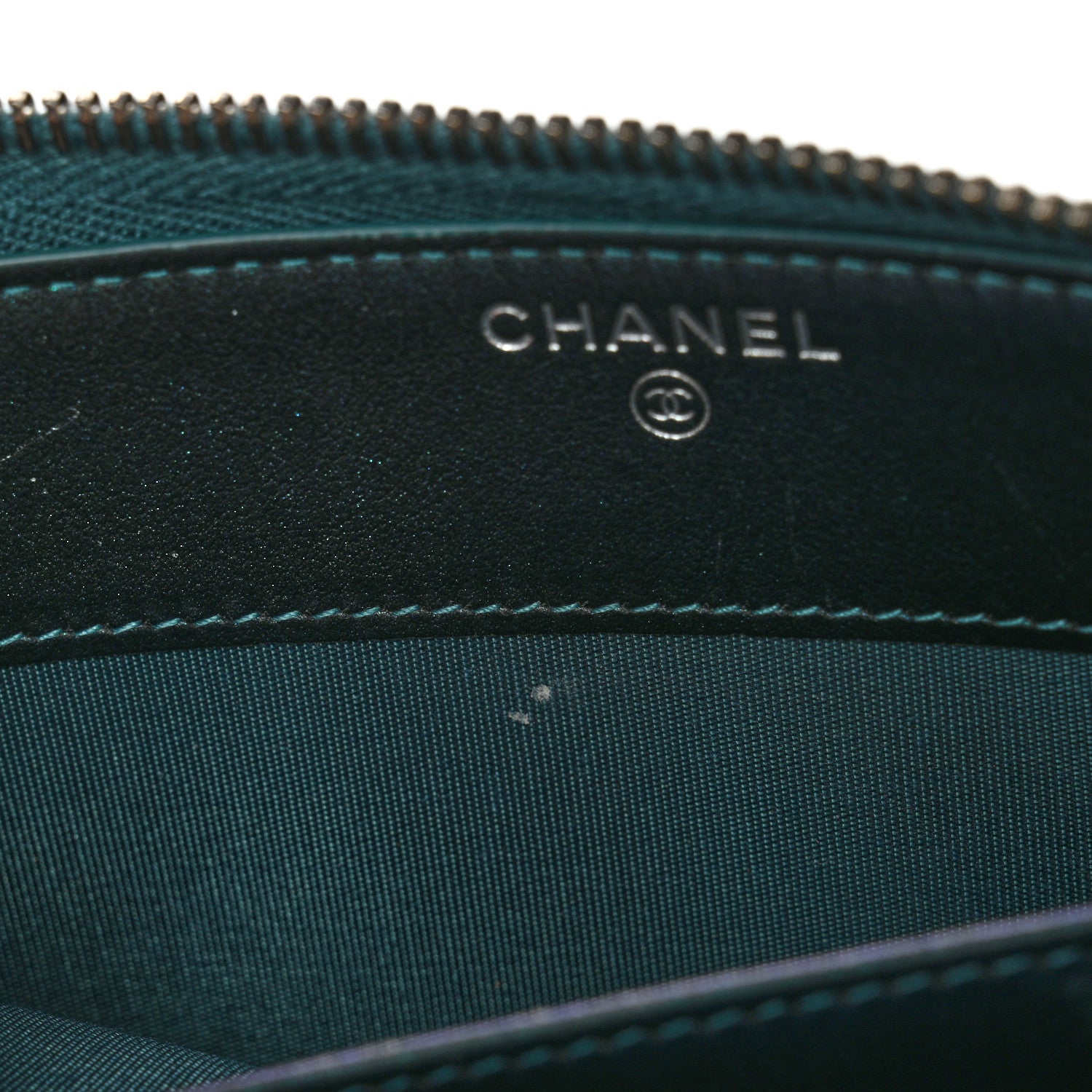 Chanel Iridescent Caviar Quilted Medium Filigree Zip Around Wallet Dark Turquoise 7 of 10