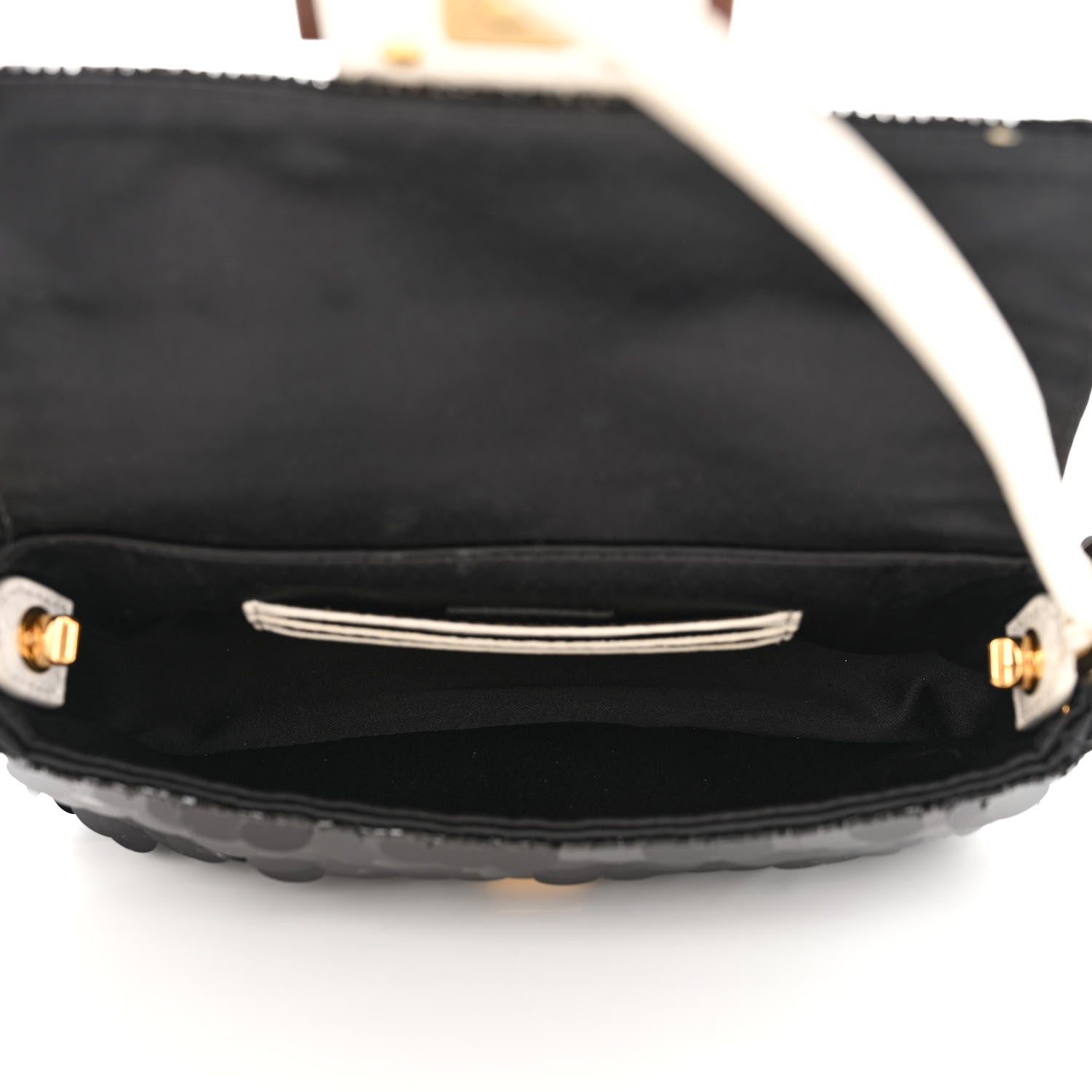 Fendi Satin Sequin Paillettes Elaphe Plexiglass Mini Baguette 1997 Black Avorio 5 of 12
