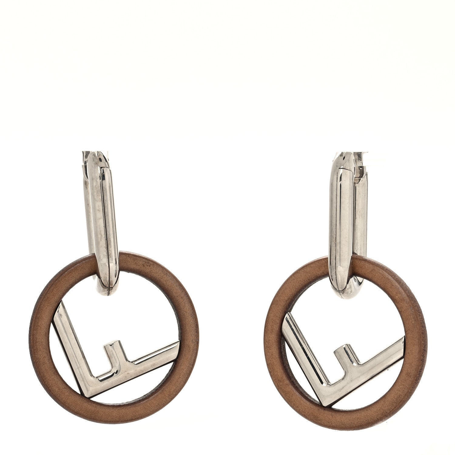 Fendi Metal FF Hoop Earrings Silver 1 of 4