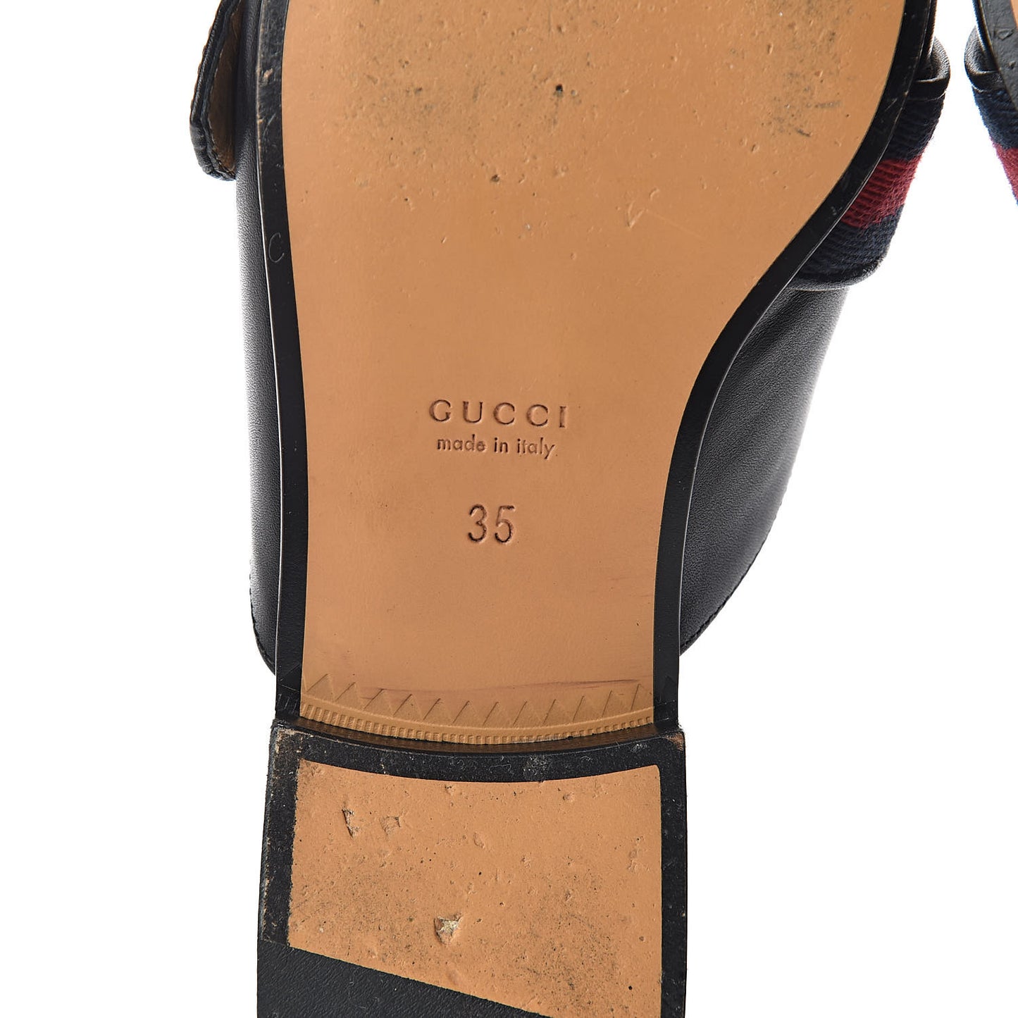 Calfskin Web Womens Peyton GG Slippers 35 Black