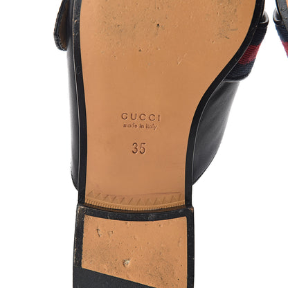 Gucci Calfskin Web Womens Peyton GG Slippers 35 Black 7 of 14