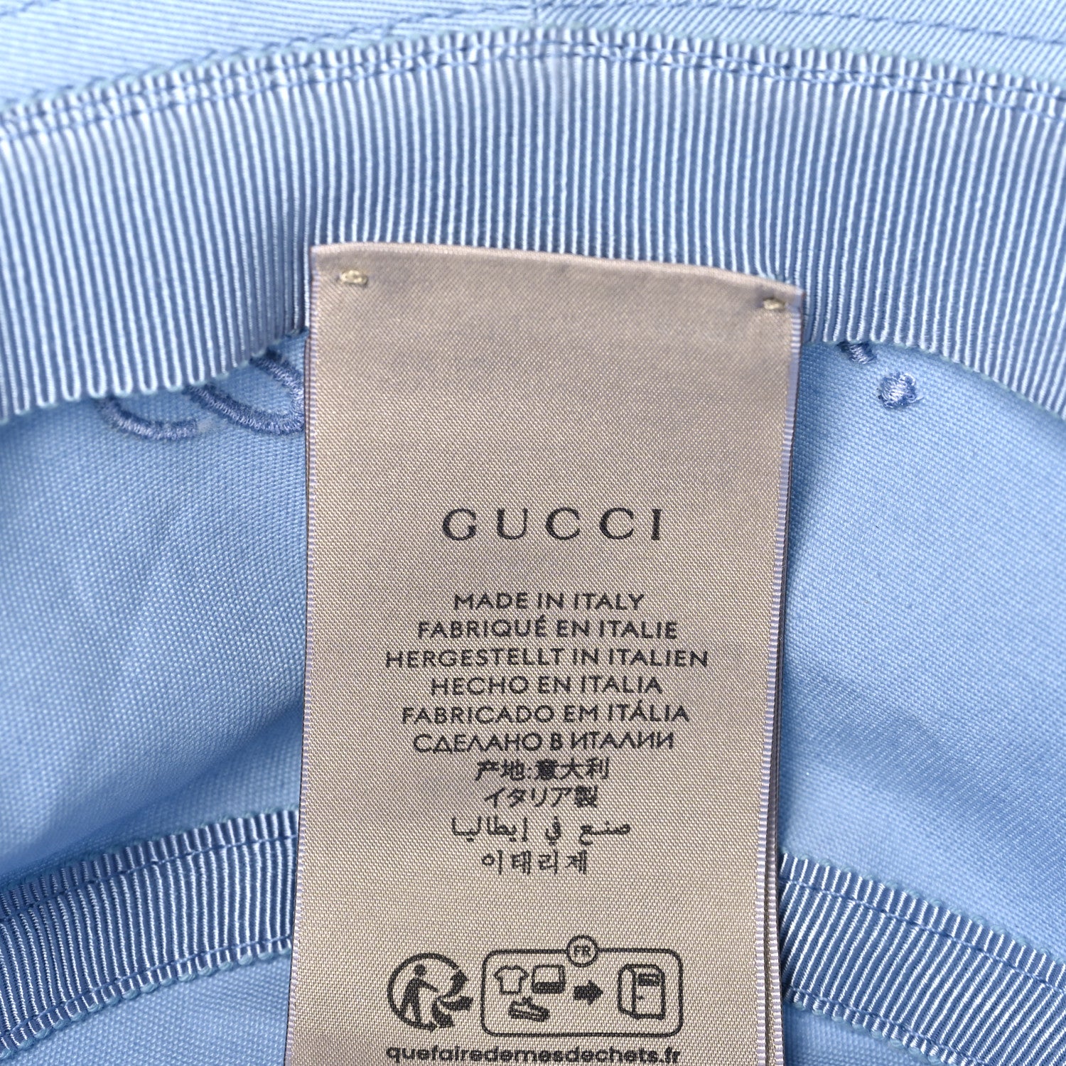 Gucci Cotton Logo Cabris Bucket Hat L Porcelain Light Blue 7 of 8