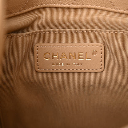 Chanel Caviar Quilted Rolled Up Bucket Drawstring Bag Beige 6 of 12