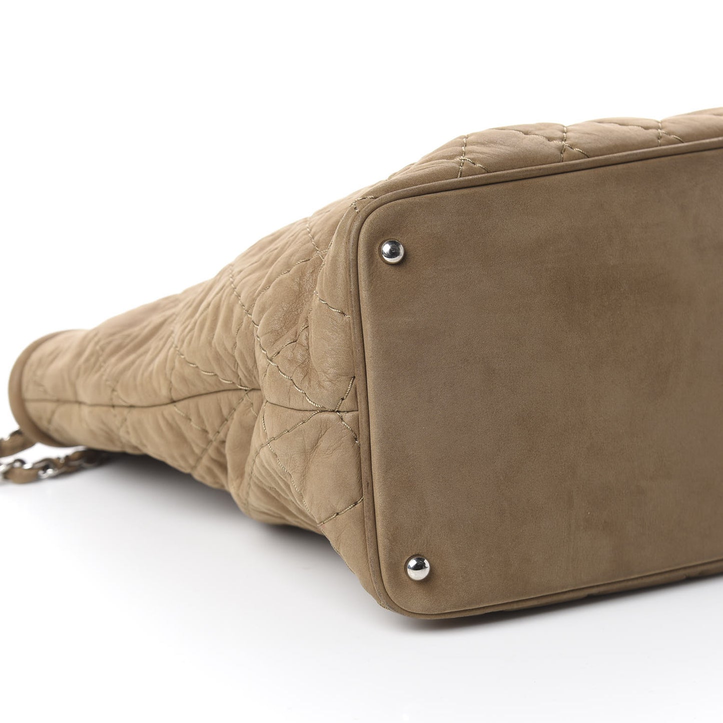 Iridescent Calfskin Quilted Large Sea Hit Tote Beige