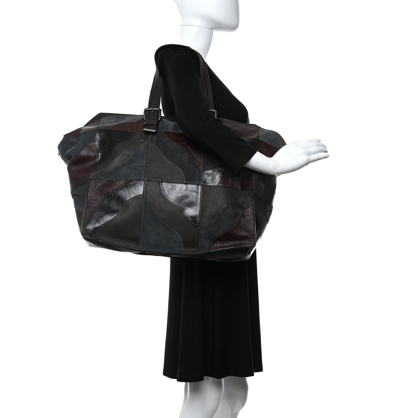 Suede Nappa Croc Embossed Patchwork Travel Bag Multicolor