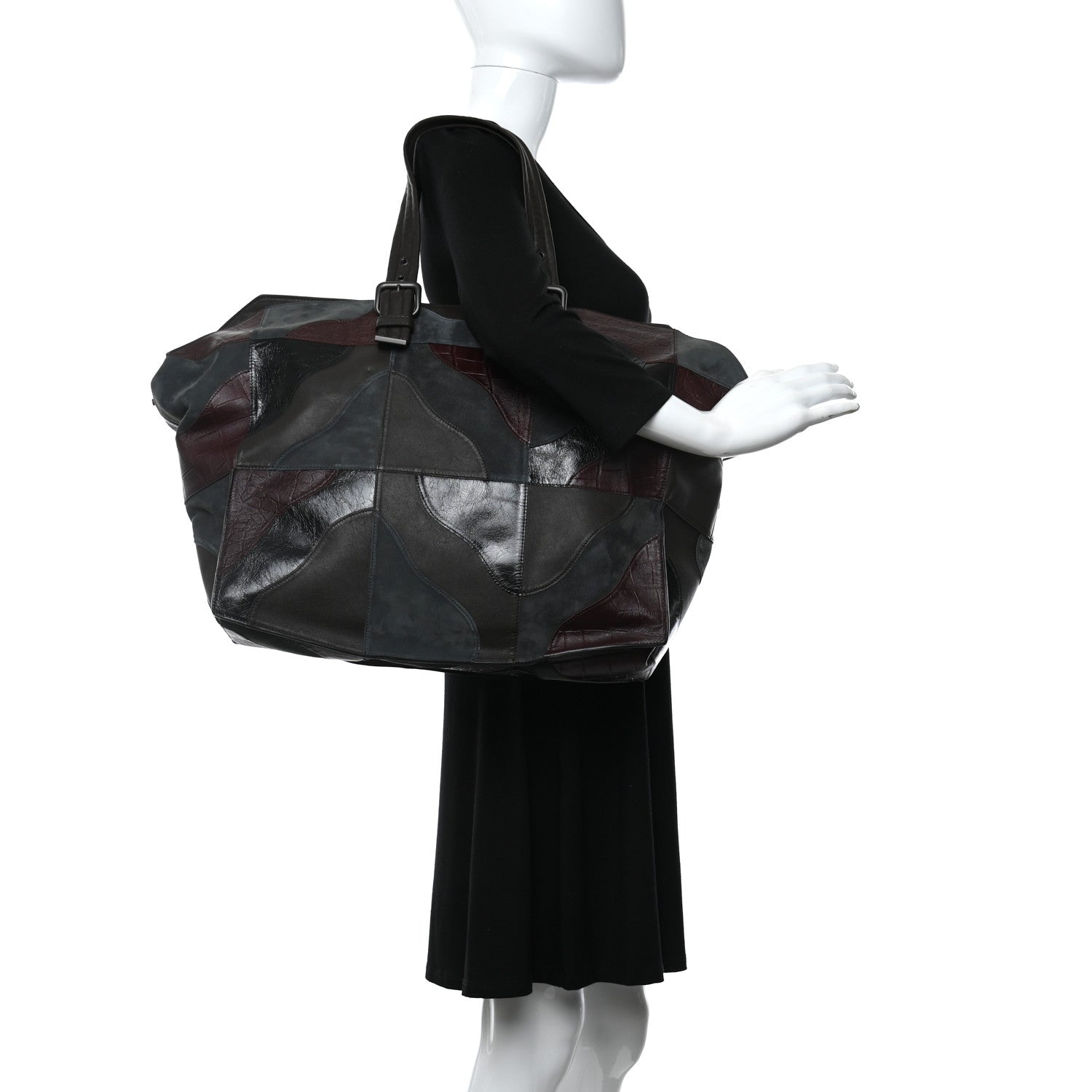 Bottega Veneta Suede Nappa Croc Embossed Patchwork Travel Bag Multicolor 2 of 8