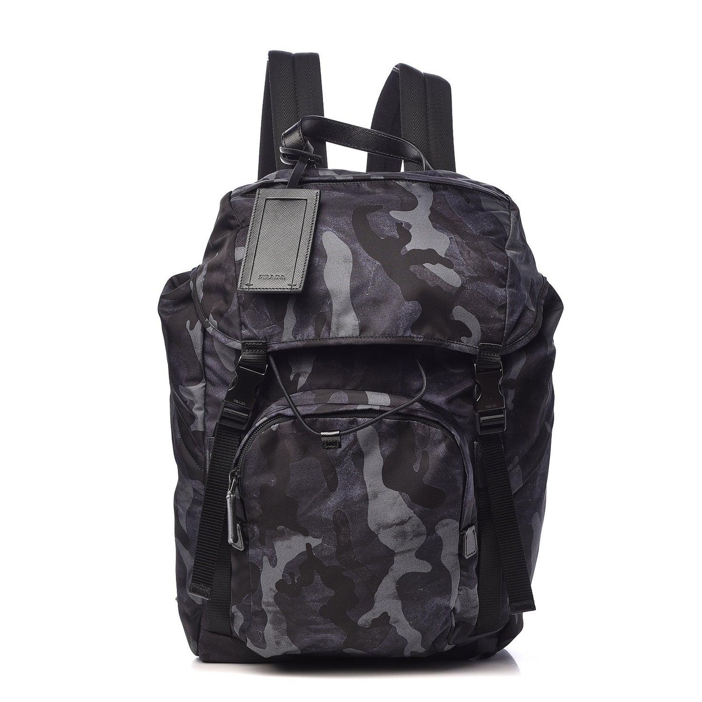 Tessuto Nylon Camouflage Print Double Buckle Backpack Fumo