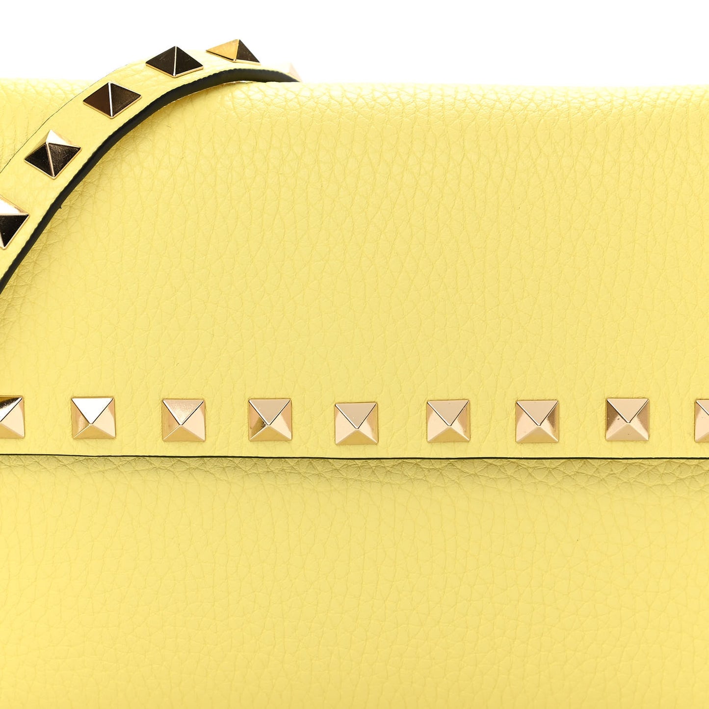 Grainy Calfskin Rockstud Crossbody Pouch Lime Sorbet