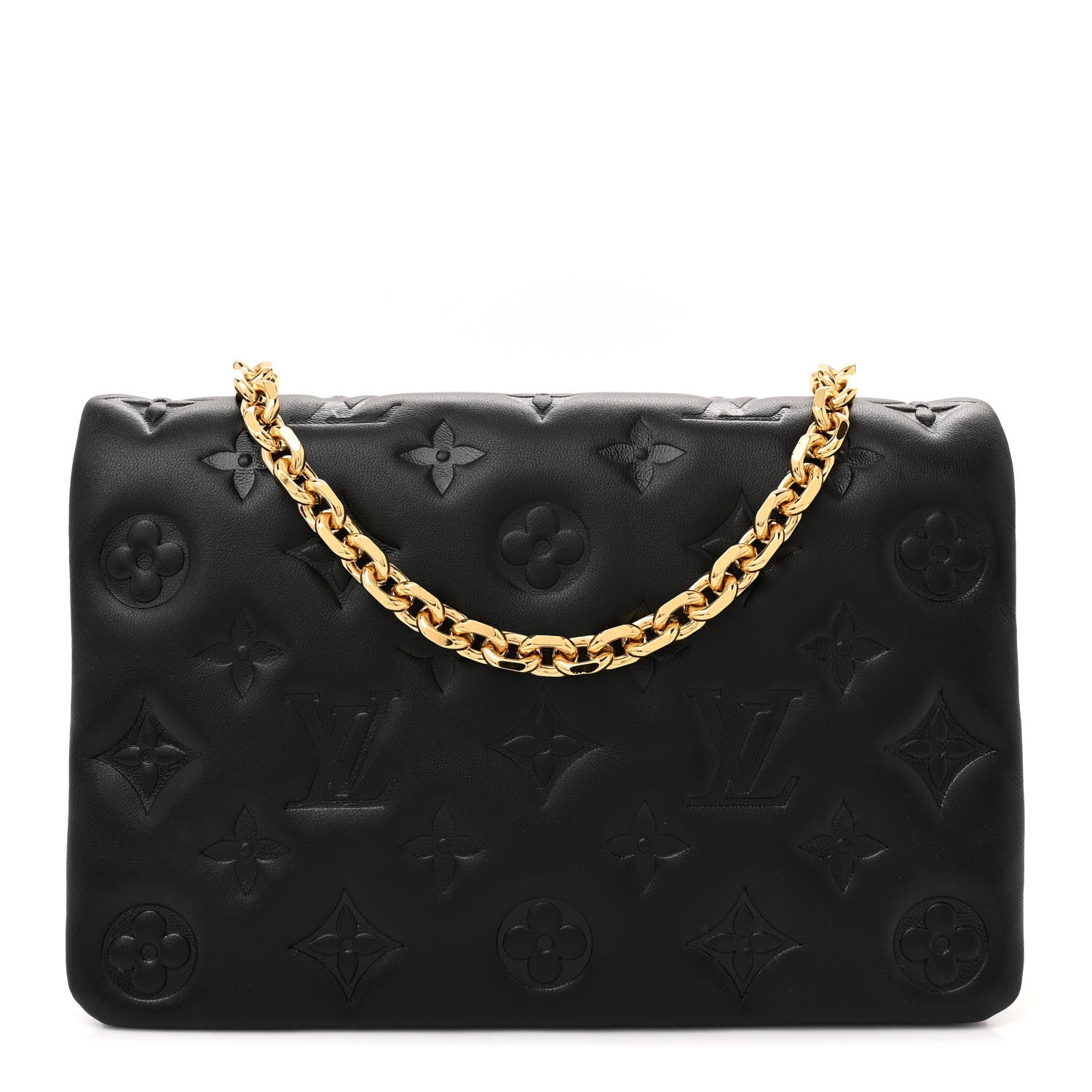 Louis Vuitton Lambskin Embossed Monogram Pochette Coussin Black 1 of 9