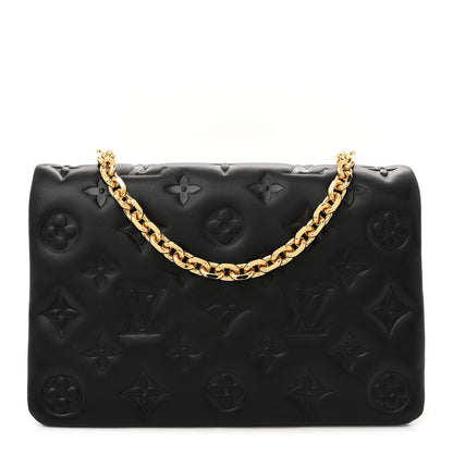 Louis Vuitton Lambskin Embossed Monogram Pochette Coussin Black 1 of 9