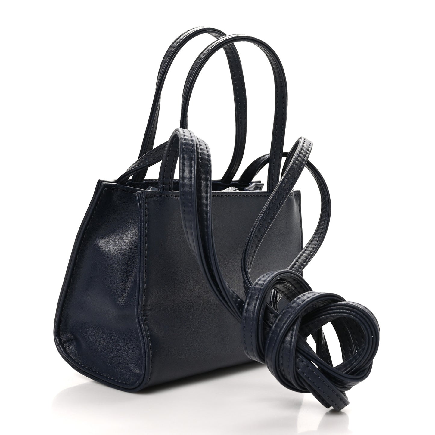 Vegan Leather Small Shopping Bag Navy