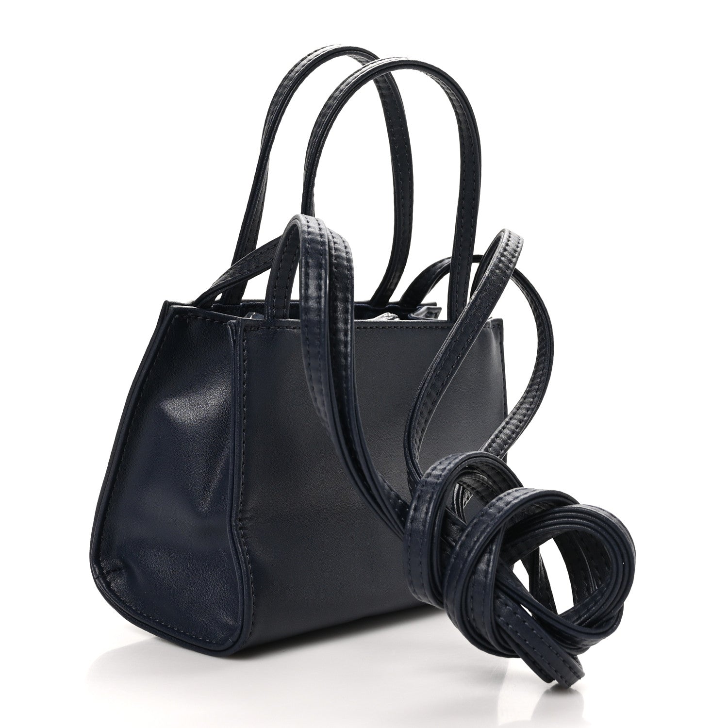 Telfar Vegan Leather Small Shopping Bag Navy 3 of 9