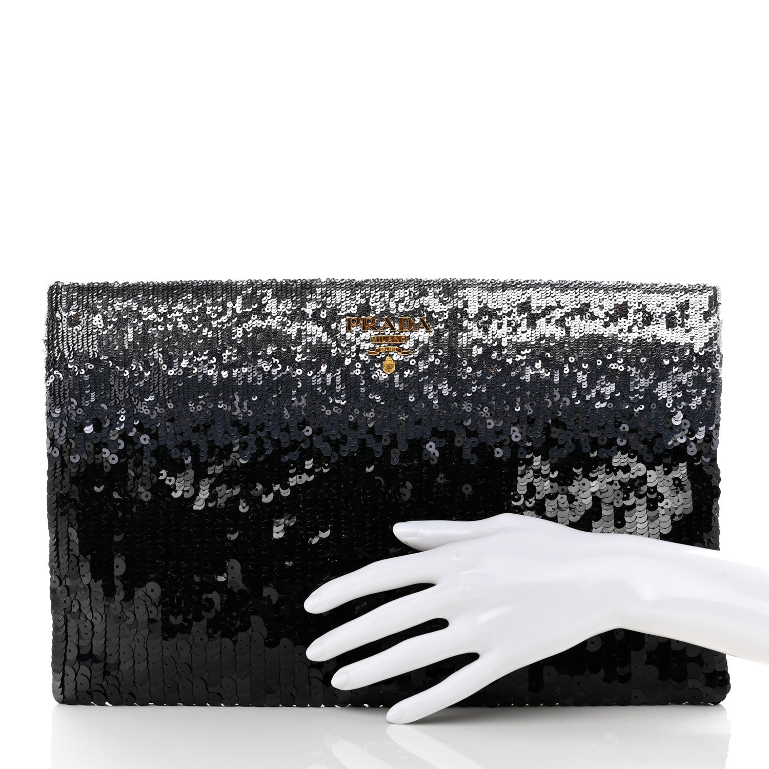 Prada Sequin Ombre Clutch Acciaio 2 of 6