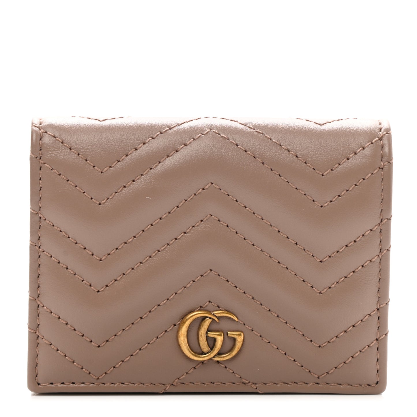 Calfskin Matelasse GG Marmont Card Case Wallet Porcelain Rose