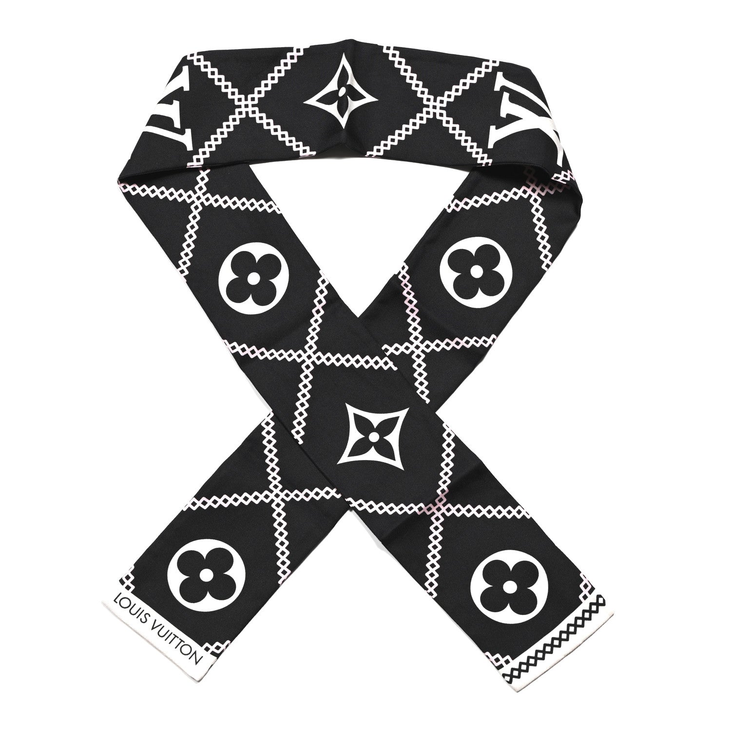 Louis Vuitton Silk Monogram Croisillon Bandeau Black 1 of 3
