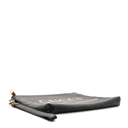 Gucci Pebbled Calfskin Logo Wristlet Black 4 of 10