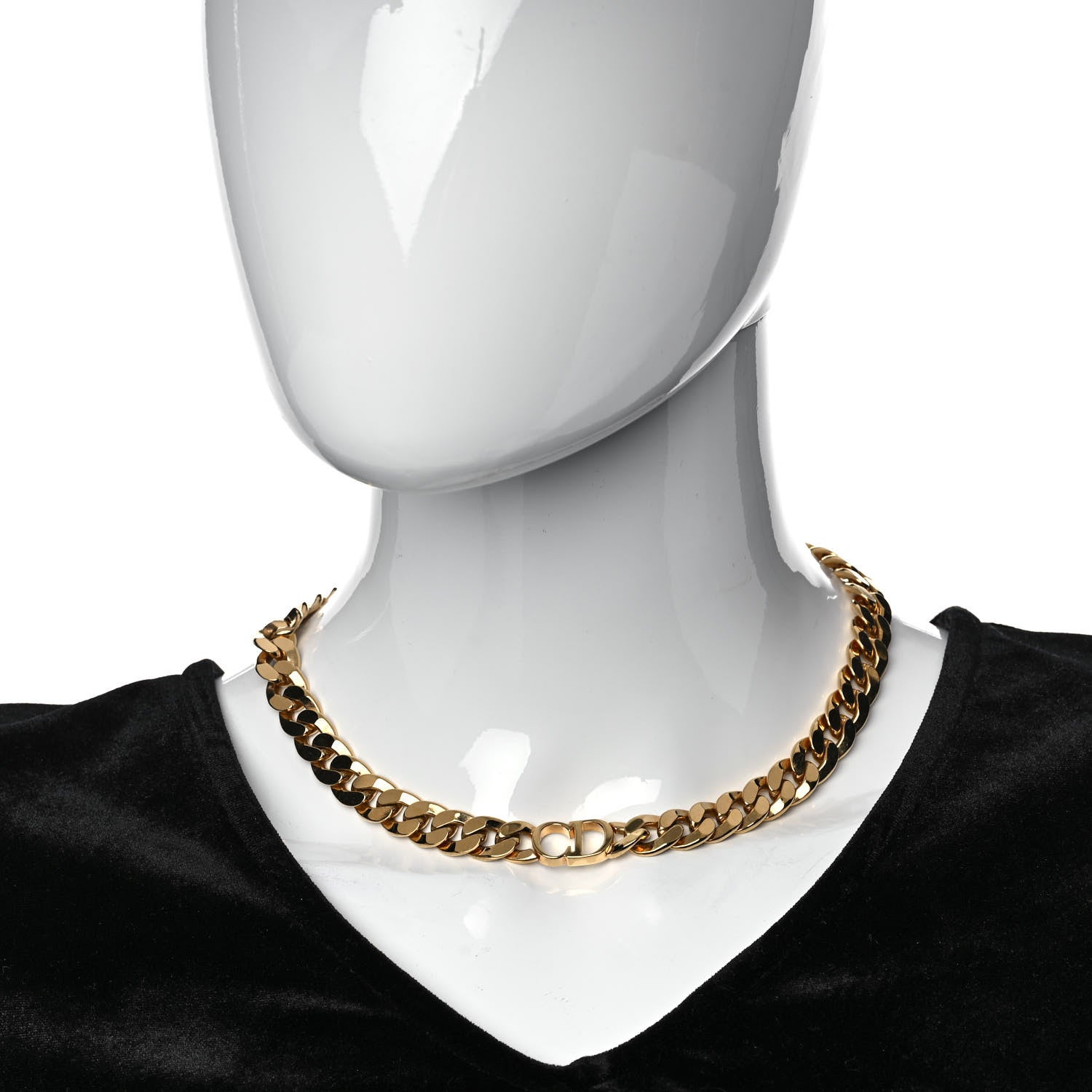 Christian Dior Metal Danseuse Etoile Chain Choker Necklace Gold 2 of 5