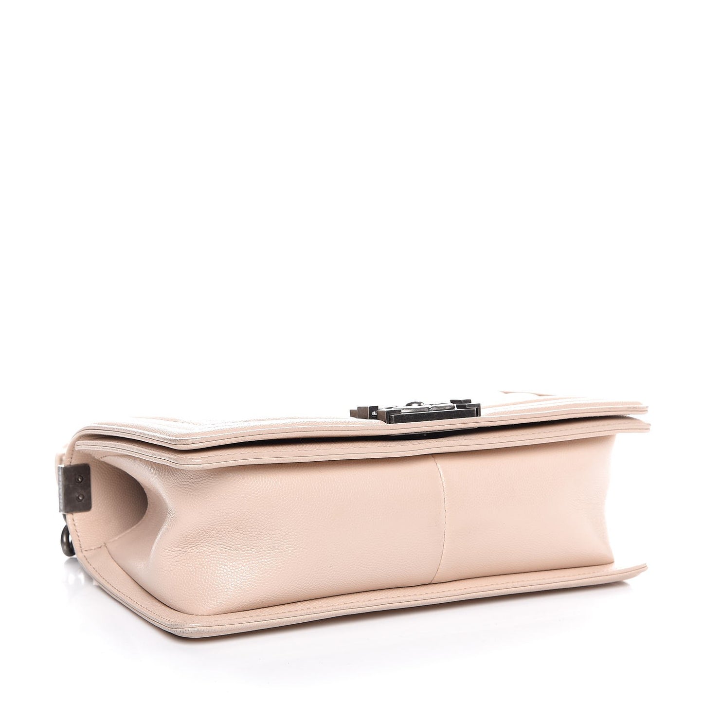 Caviar Chevron Quilted Medium Boy Flap Light Beige