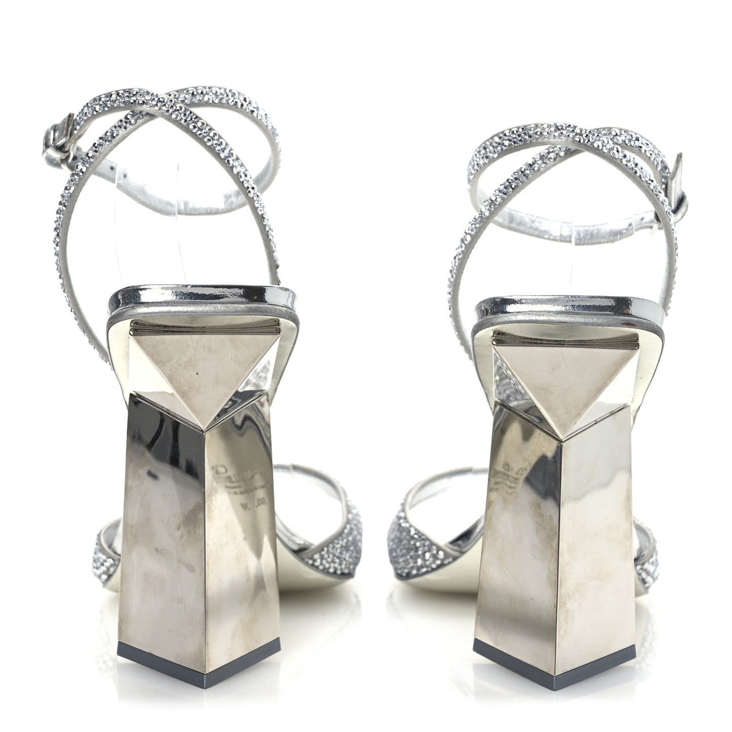 Crystal Embellished 90mm Sandals 38 Silver