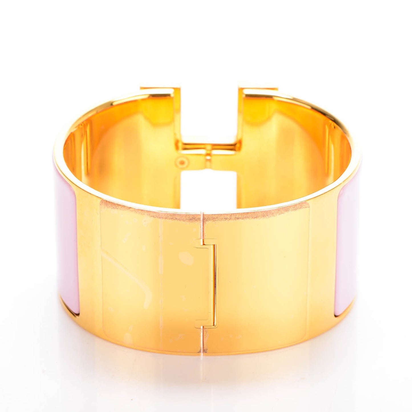 Enamel Extra Wide Clic Clac H Bracelet GM Rose Poudre