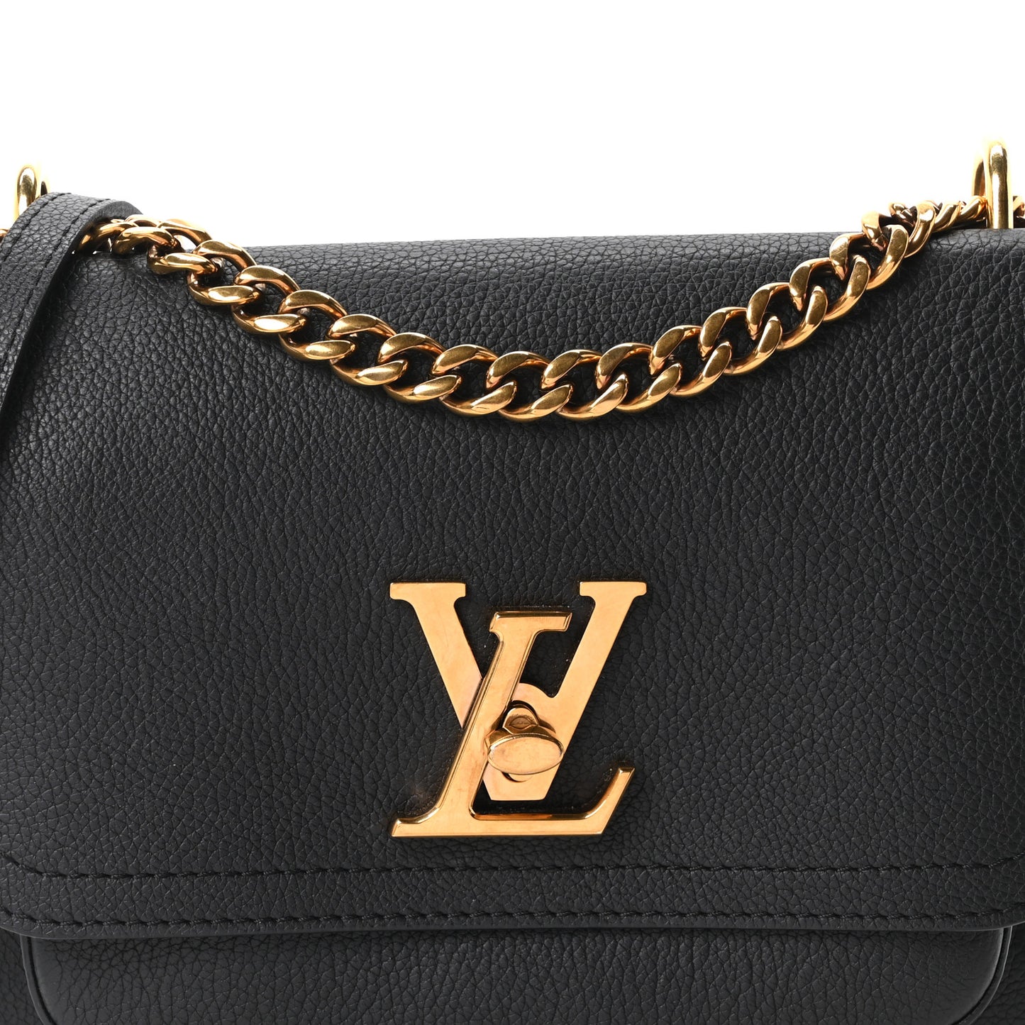 Grained Calfskin Lockme Chain Bag PM Black