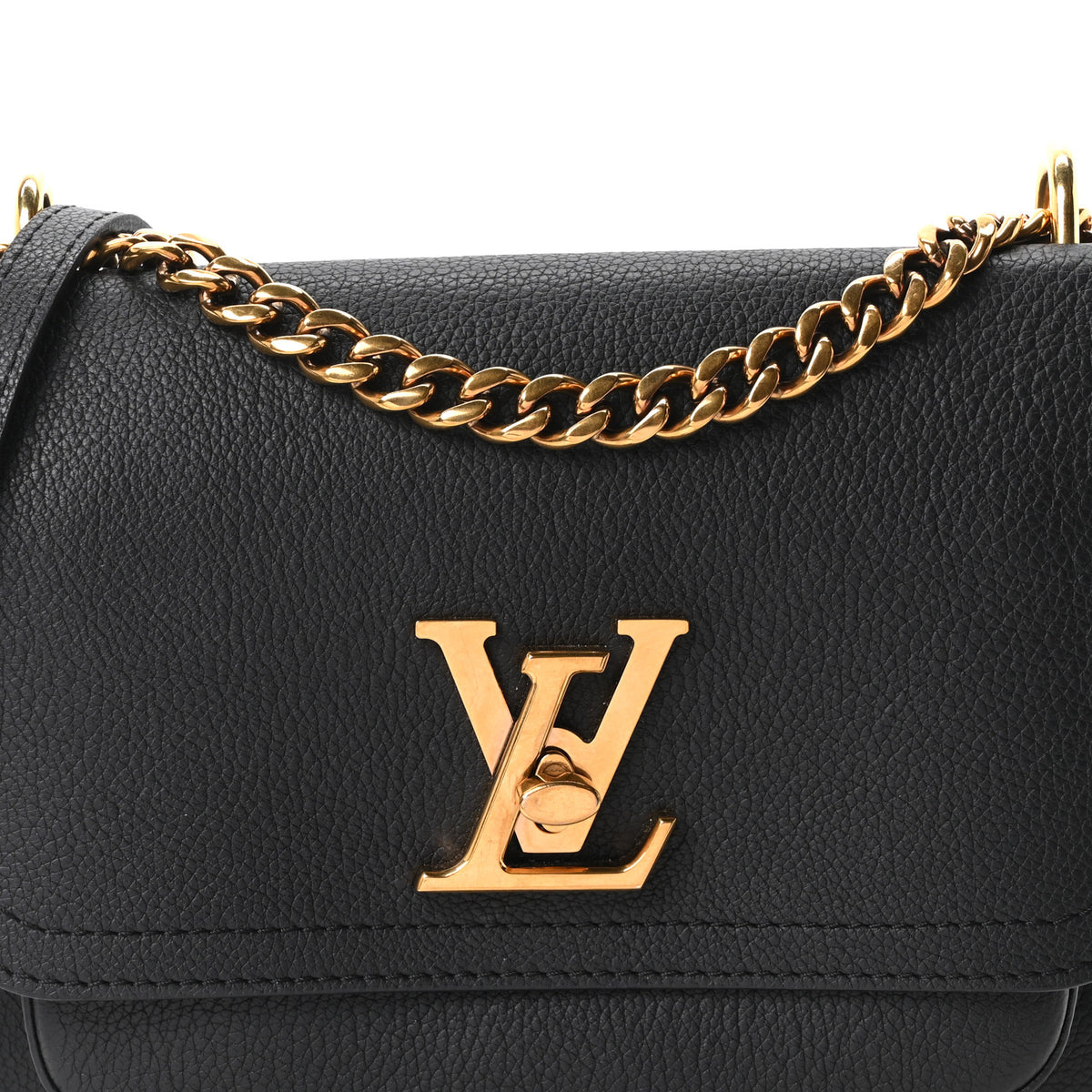 Louis Vuitton Grained Calfskin Lockme Chain Bag PM Black 7 of 9