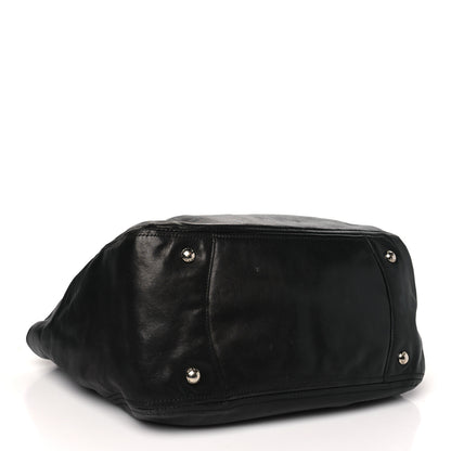 Prada Soft Calf Pleated Hobo Black 5 of 12