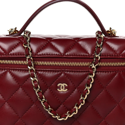 Chanel Lambskin Quilted Top Handle Slim Vanity With Chain Burgundy 8 of 11