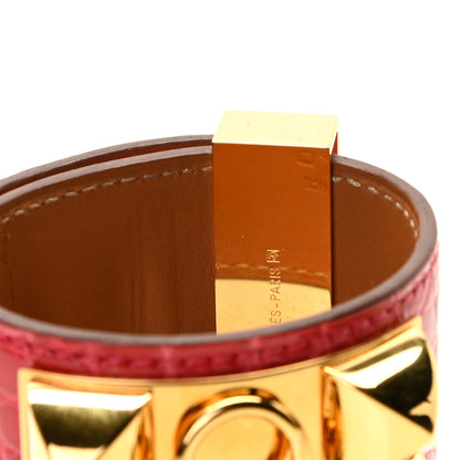 Hermes Shiny Alligator Collier De Chien CDC Bracelet S Bougainvillea 2 of 6