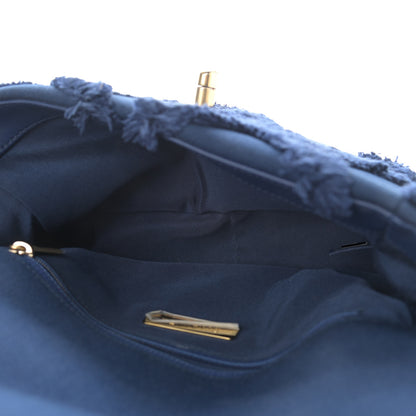 Chanel Cotton Canvas Quilted Medium Chanel 19 Flap Navy Blue 5 of 14