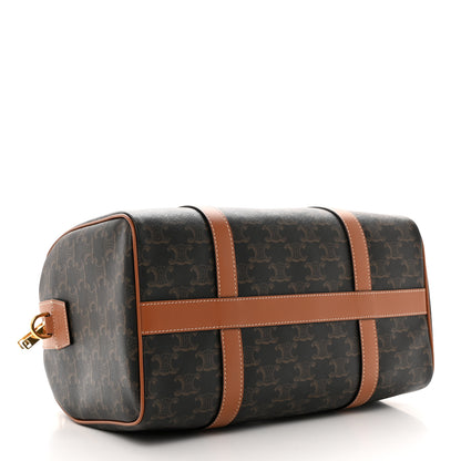 Celine Triomphe Canvas Calfskin Boston Bag Tan 4 of 10