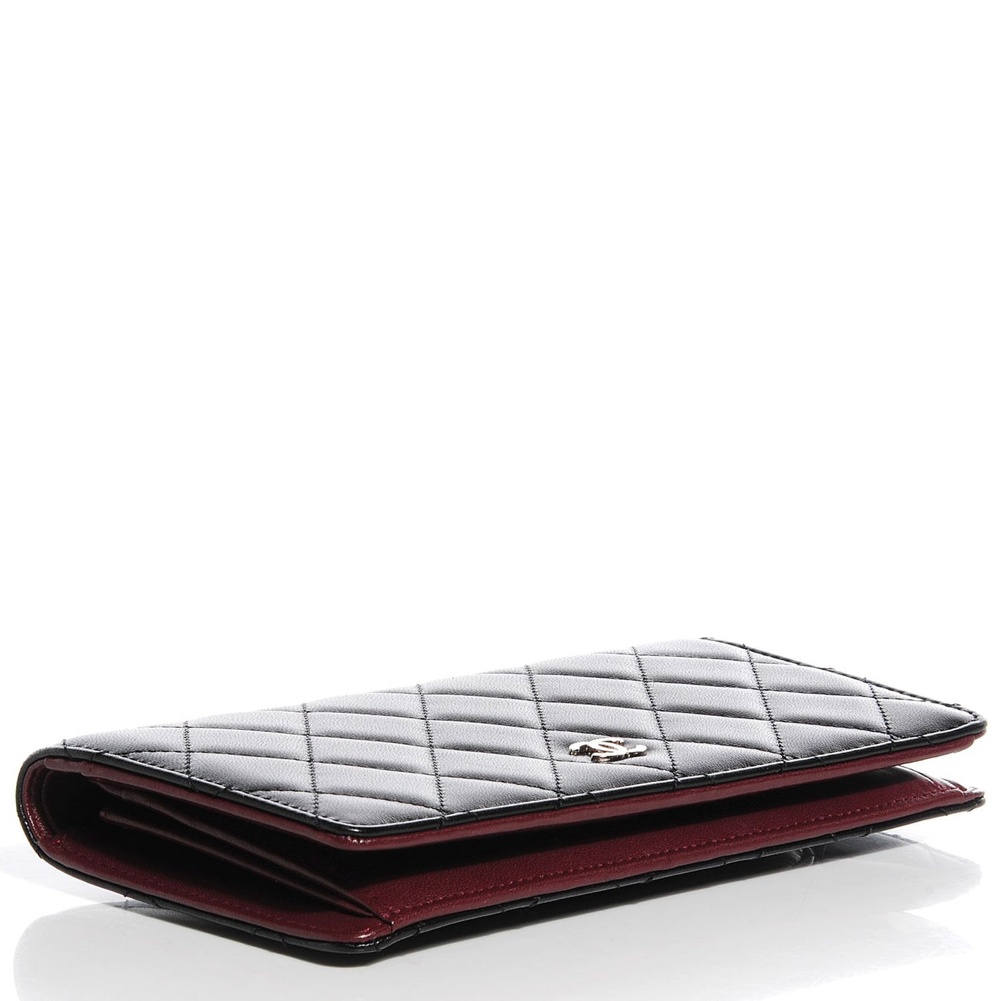 Lambskin Quilted Yen Wallet Black