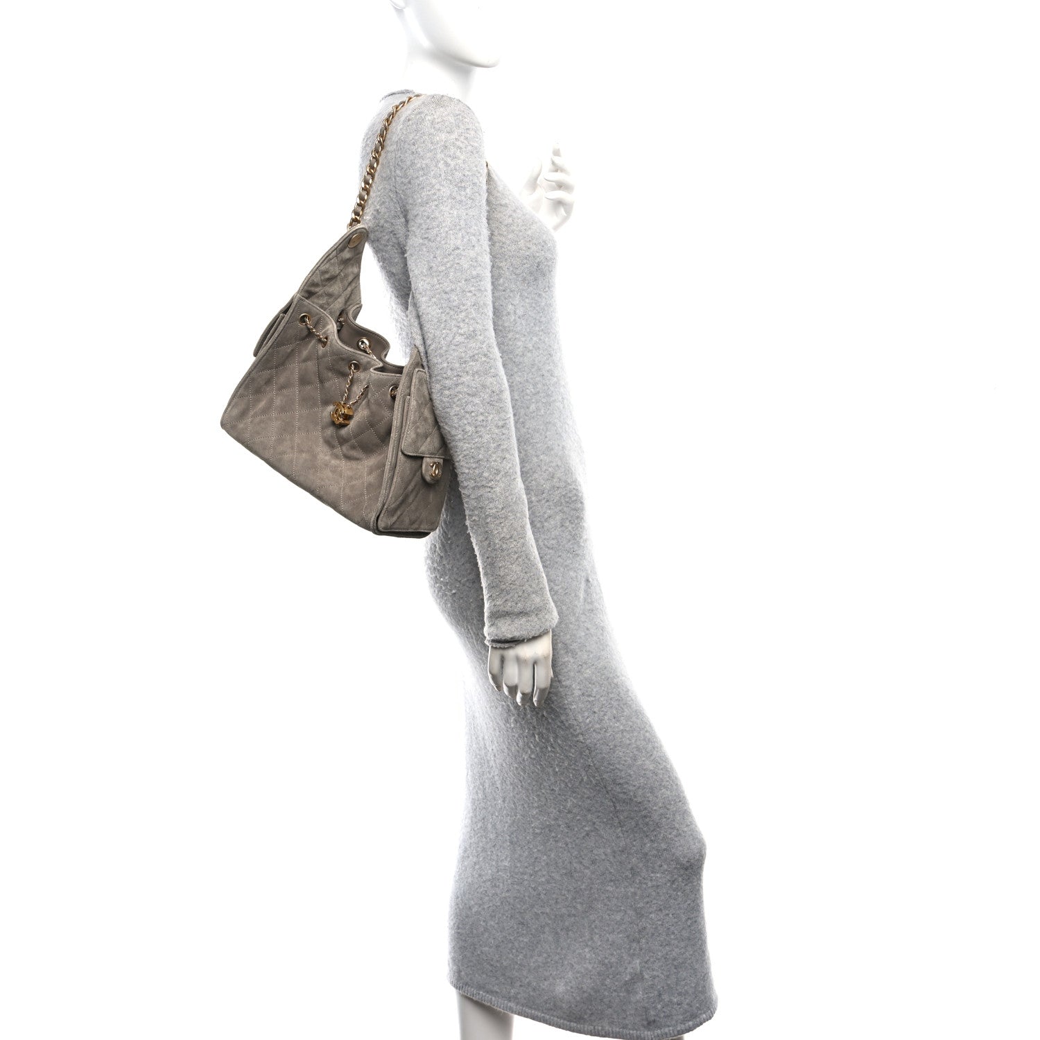 Chanel Suede Quilted Small Chanel 25 Handbag Dark Grey 2 of 11