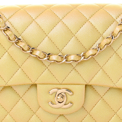 Chanel Iridescent Caviar Quilted Medium Double Flap Yellow 8 of 11