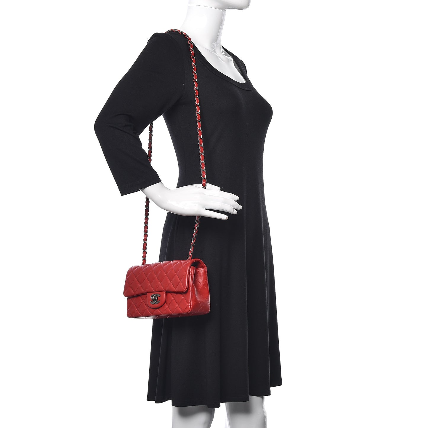 Lambskin Quilted Mini Rectangular Flap Red