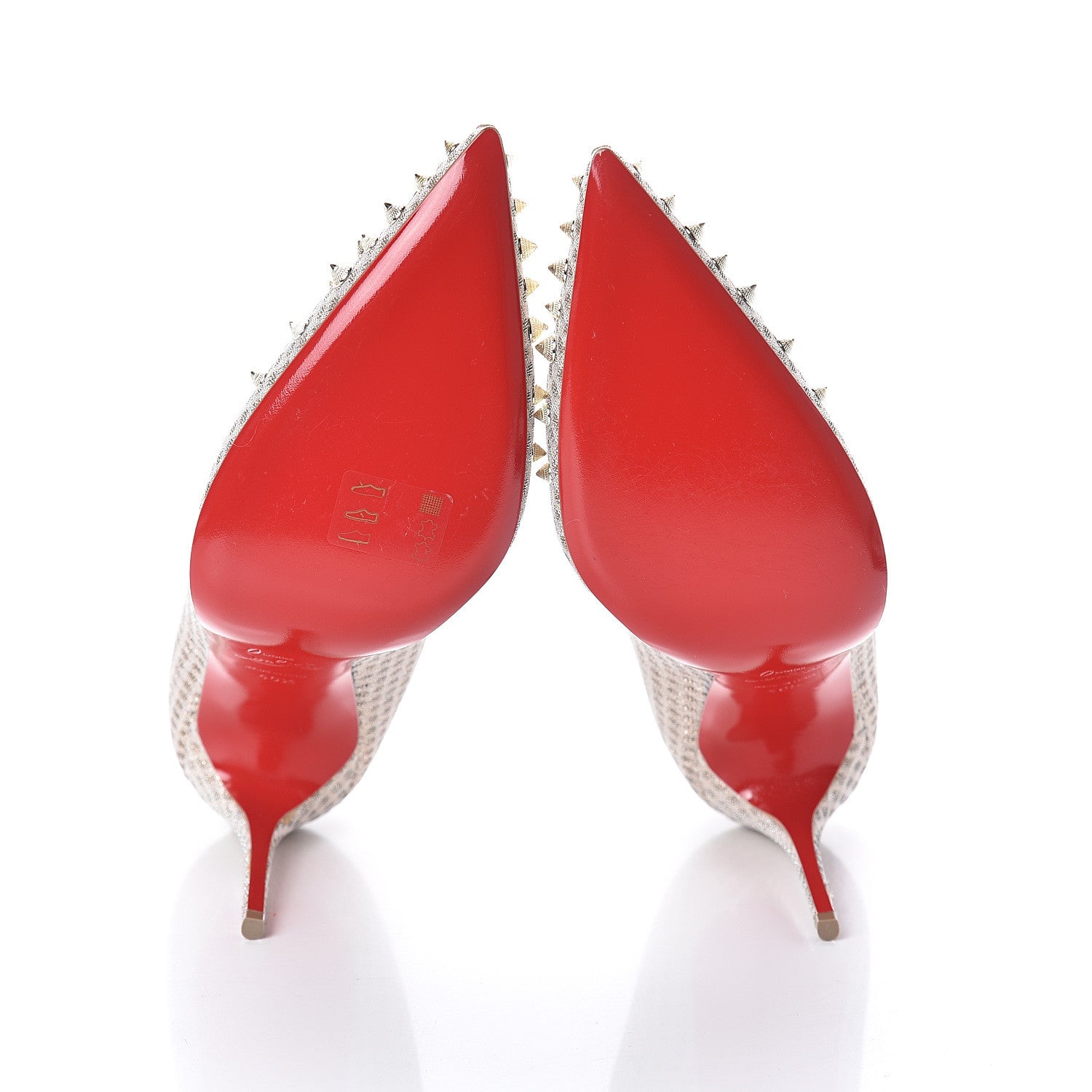 Christian Louboutin Metallic Lurex Spikyshell 100 Pumps 40.5 Nude White Gold 7 of 7