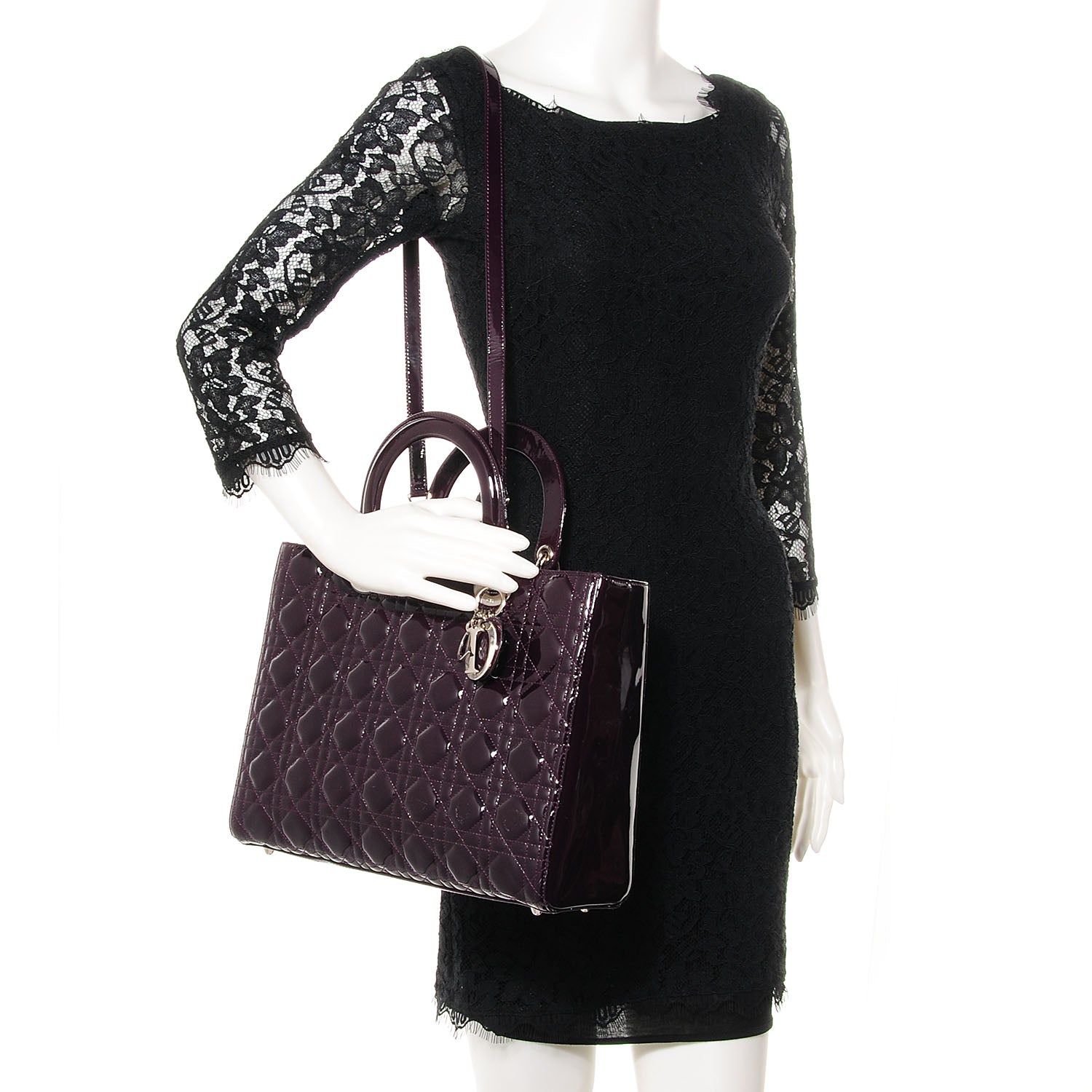 Christian Dior Patent Cannage Large Lady Dior Purple 2 of 8