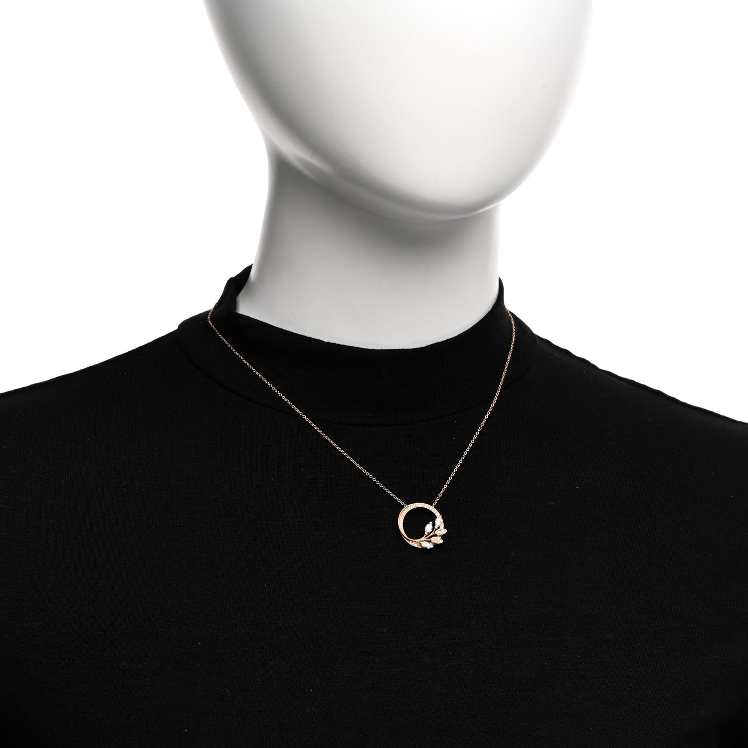 Tiffany 18K Rose Gold Diamond Victoria Vine Circle Pendant Necklace 2 of 4