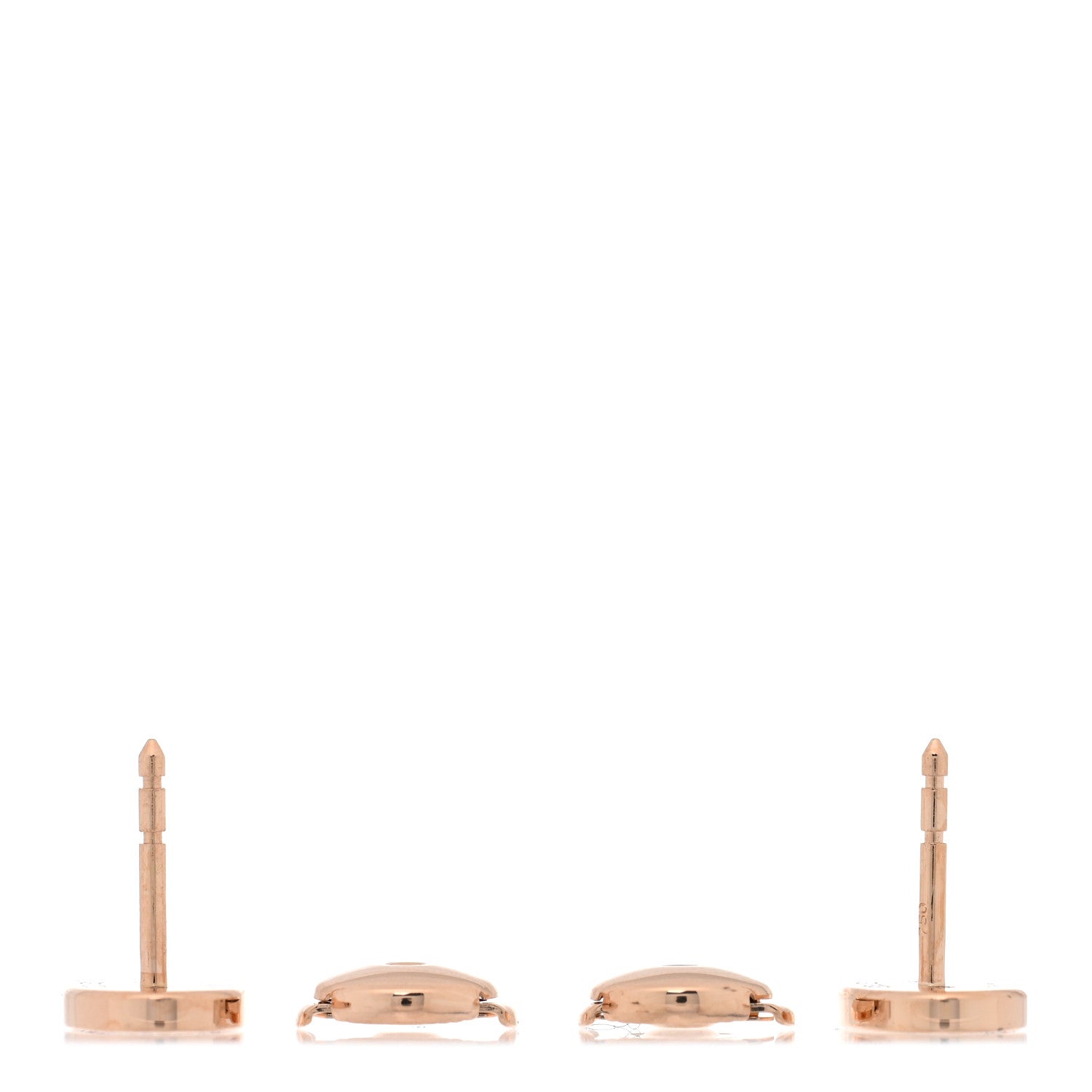 Hermes 18K Rose Gold Diamond Chaine d'Ancre Contour Stud Earrings 3 of 5