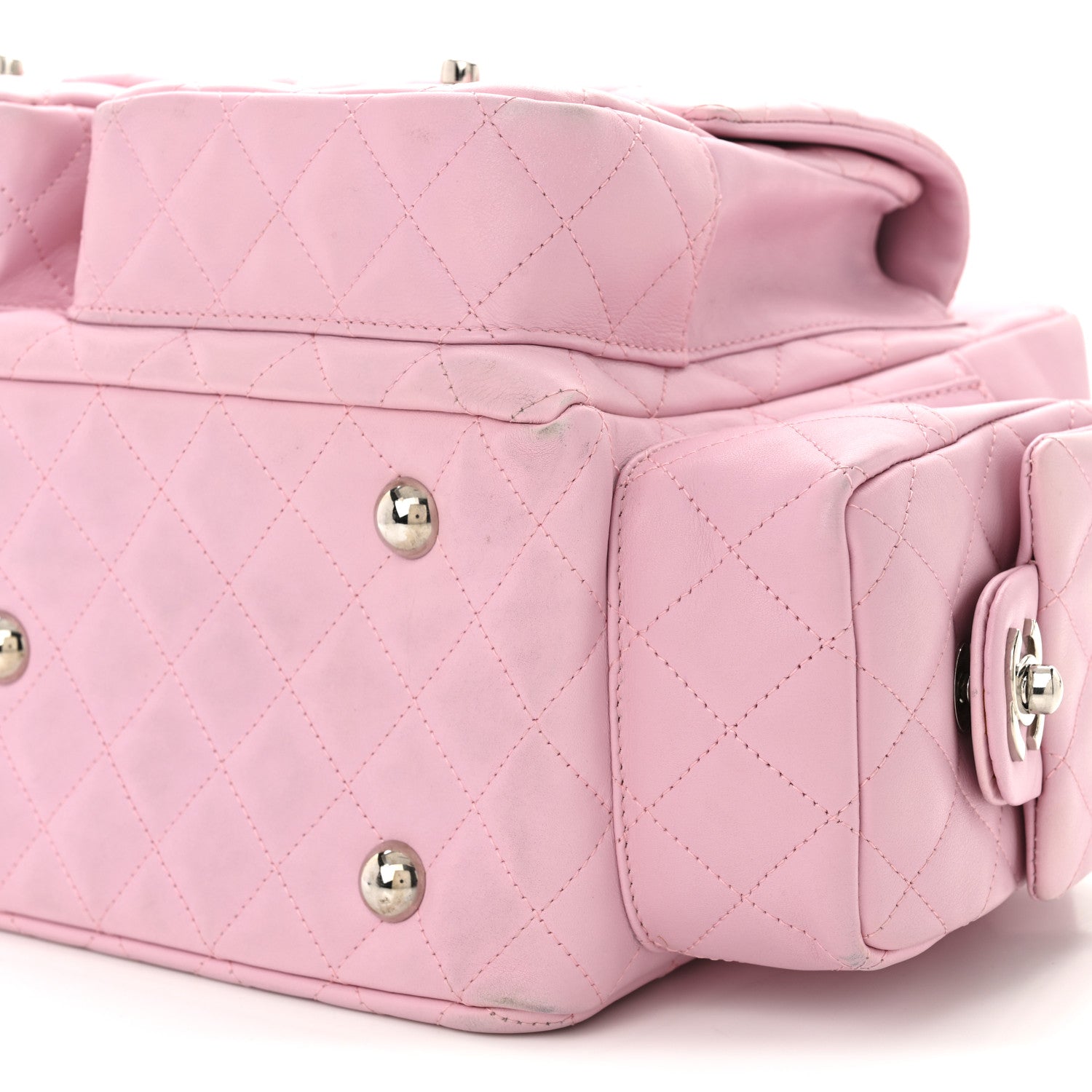 Chanel Calfskin Quilted Large Cambon Multipocket Reporter Pink Black 10 of 11