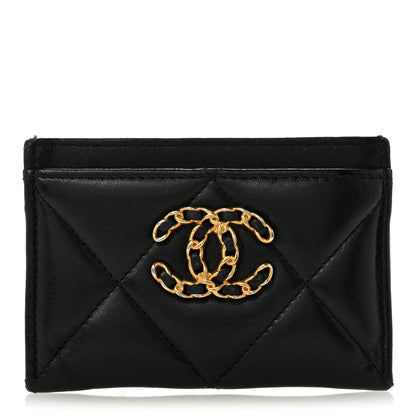 Chanel Lambskin Quilted Chanel 19 Card Holder Black 1 of 10