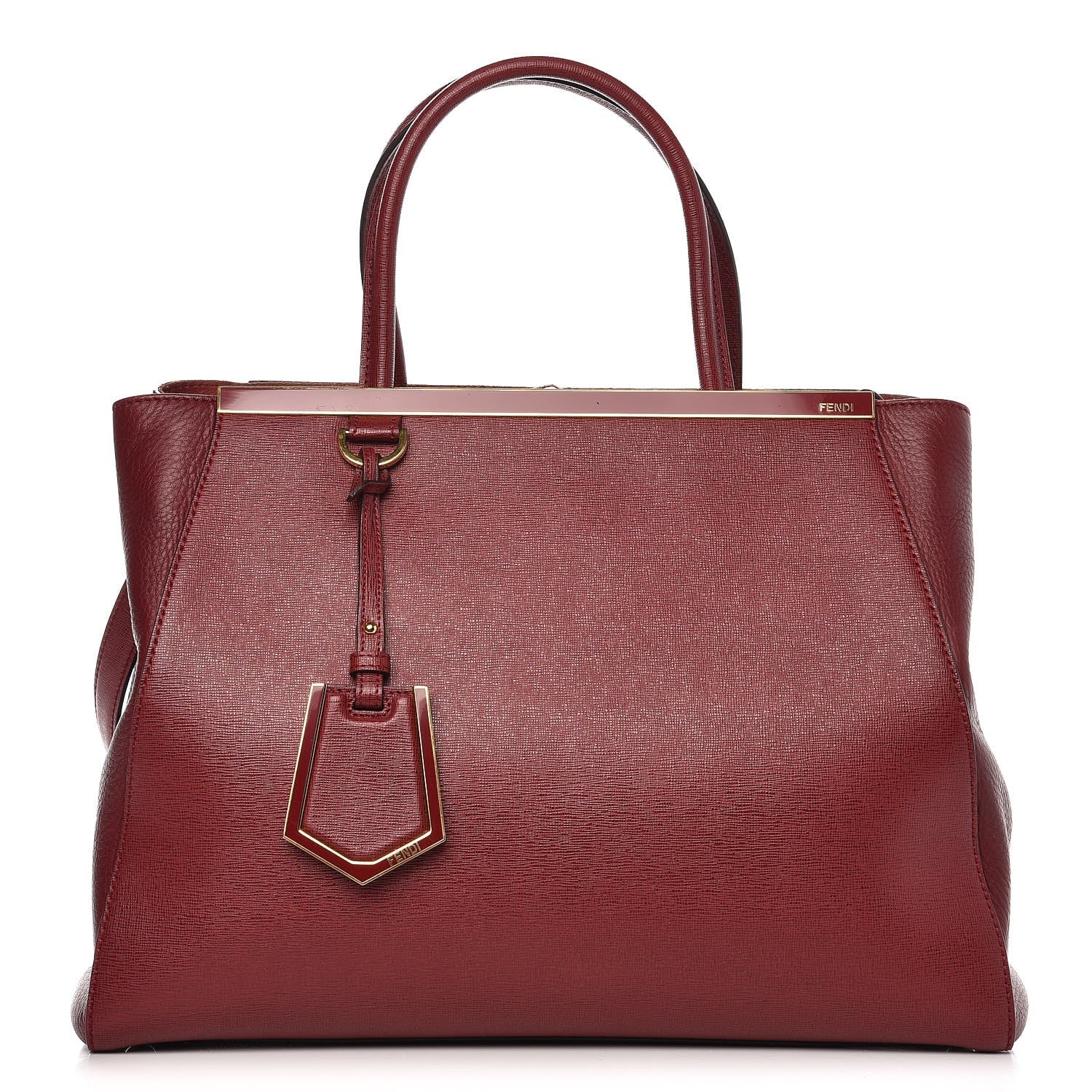 Fendi Vitello Elite Regular 2Jours Tote Rosso Scuro Ciliegia 1 of 11