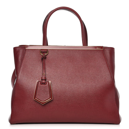 Fendi Vitello Elite Regular 2Jours Tote Rosso Scuro Ciliegia 1 of 11