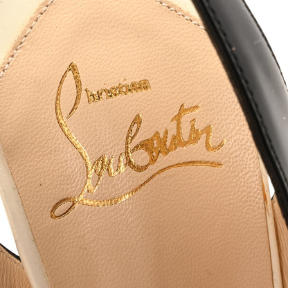 Christian Louboutin Patent Lady Peep Sling 150 Pumps 37 Black White 8 of 8