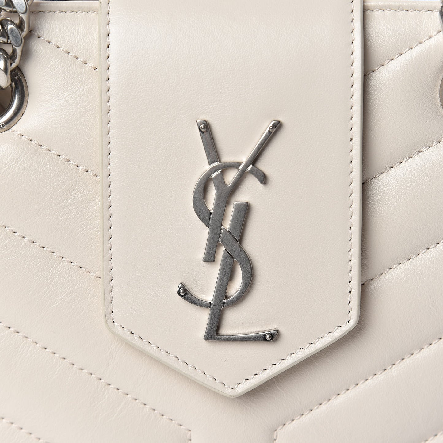 Calfskin Y Quilted Monogram Small Loulou Shopper Cream Souffle