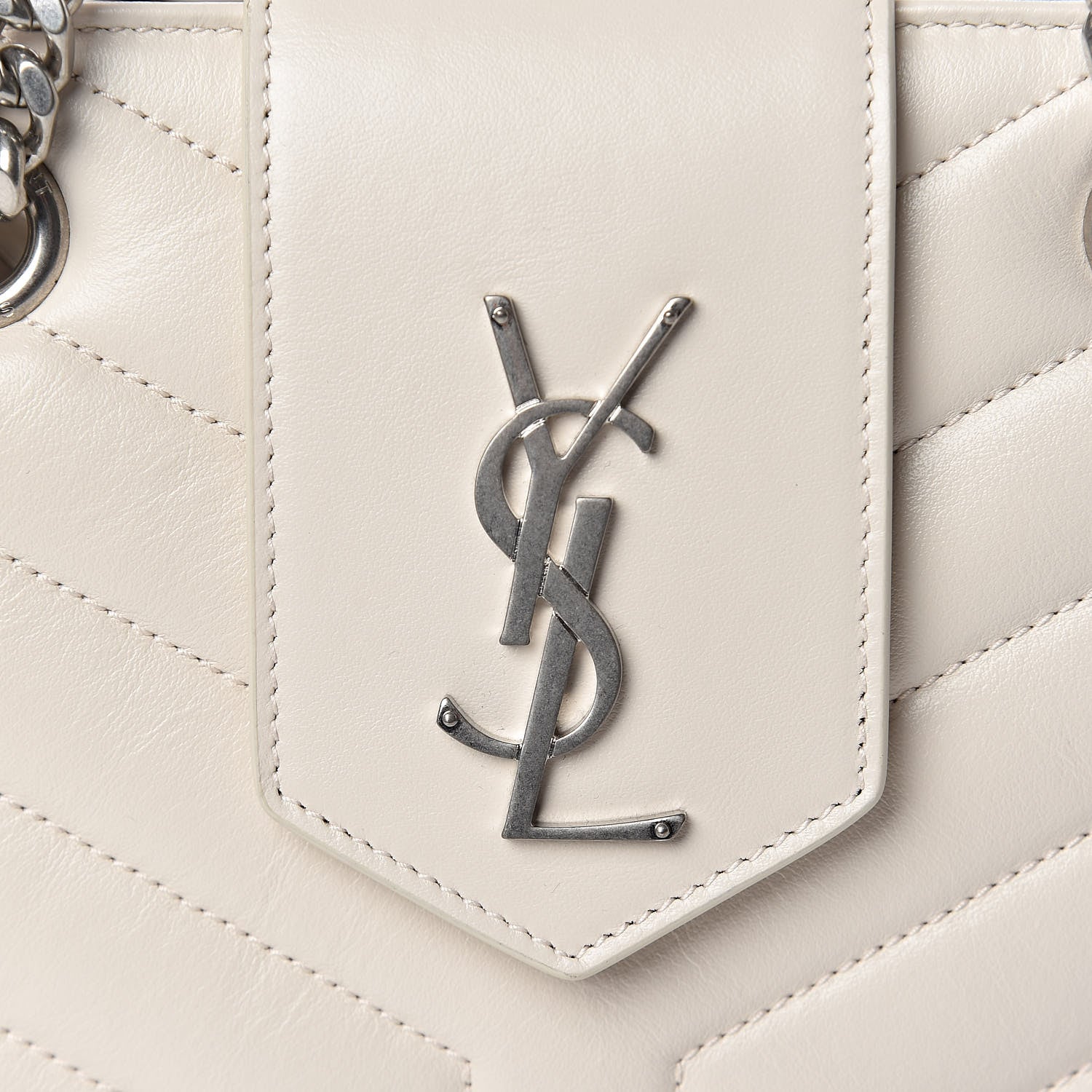 Saint Laurent Calfskin Y Quilted Monogram Small Loulou Shopper Cream Souffle 12 of 12