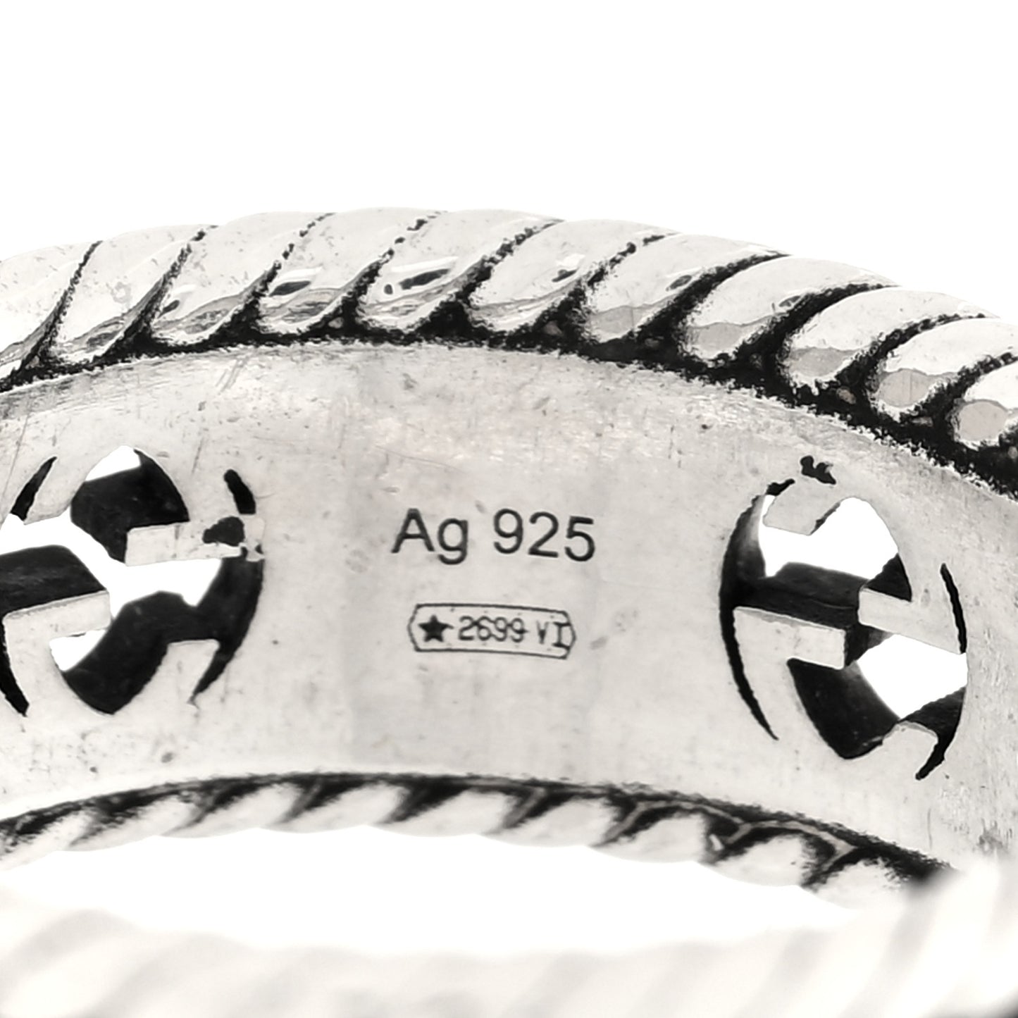 Sterling Silver Interlocking G Flower Ring 54 7