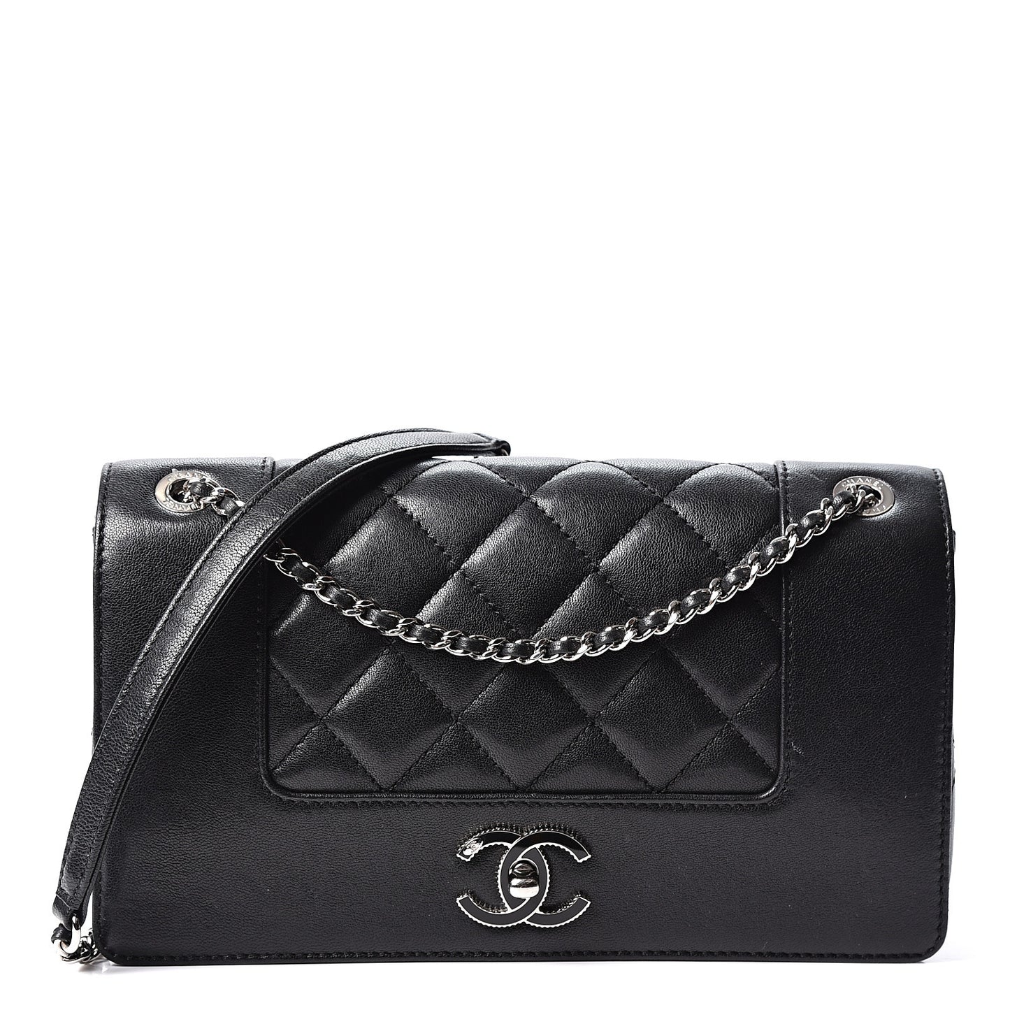 Sheepskin Quilted Medium Vintage Mademoiselle Flap Black