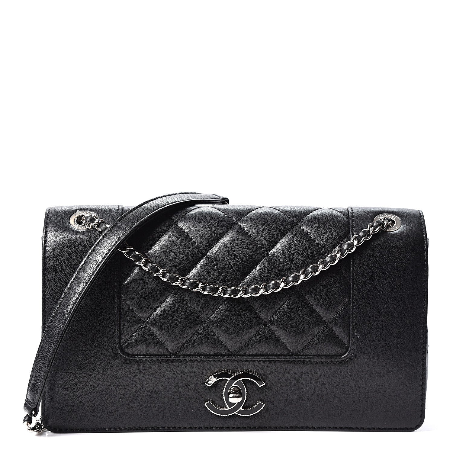 Chanel Sheepskin Quilted Medium Vintage Mademoiselle Flap Black 1 of 9