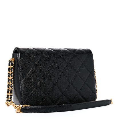 Chanel Shiny Caviar Quilted Small Chain Melody Flap Black 3 of 10